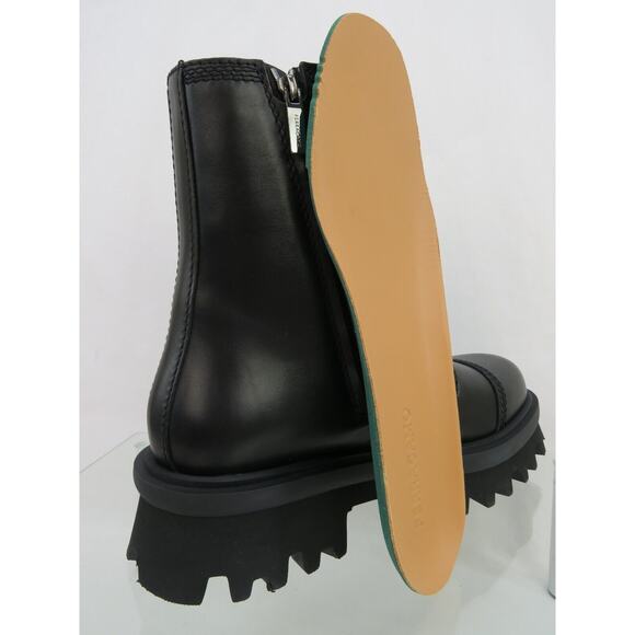 NIB FERRAGAMO FARAWAY BLACK LEATHER LOGO PLATFORM LACE UP ZIP ANKLE BOOTS 10 M main image 13